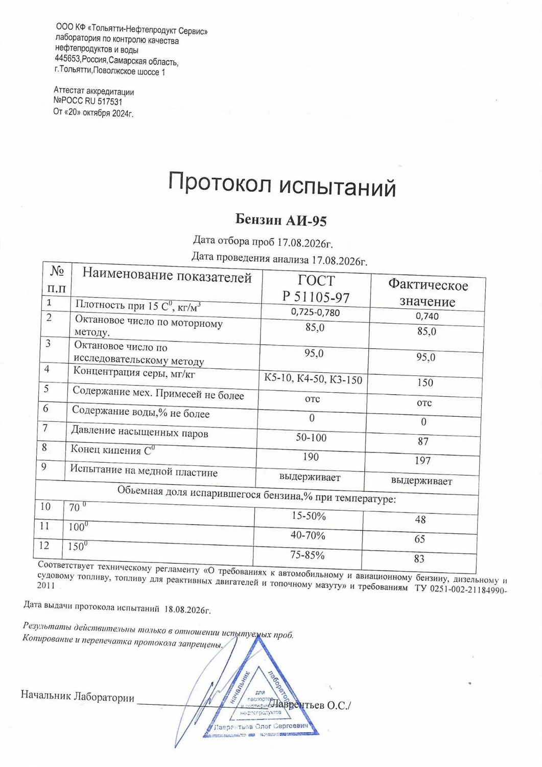 Бензин АИ-95 (ТУ)